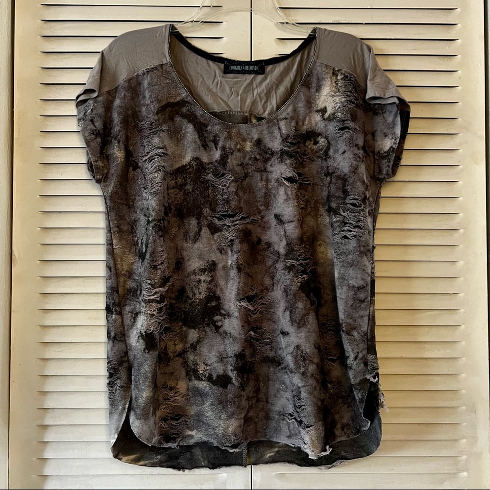 Cowgirls & Diamonds shredded style top